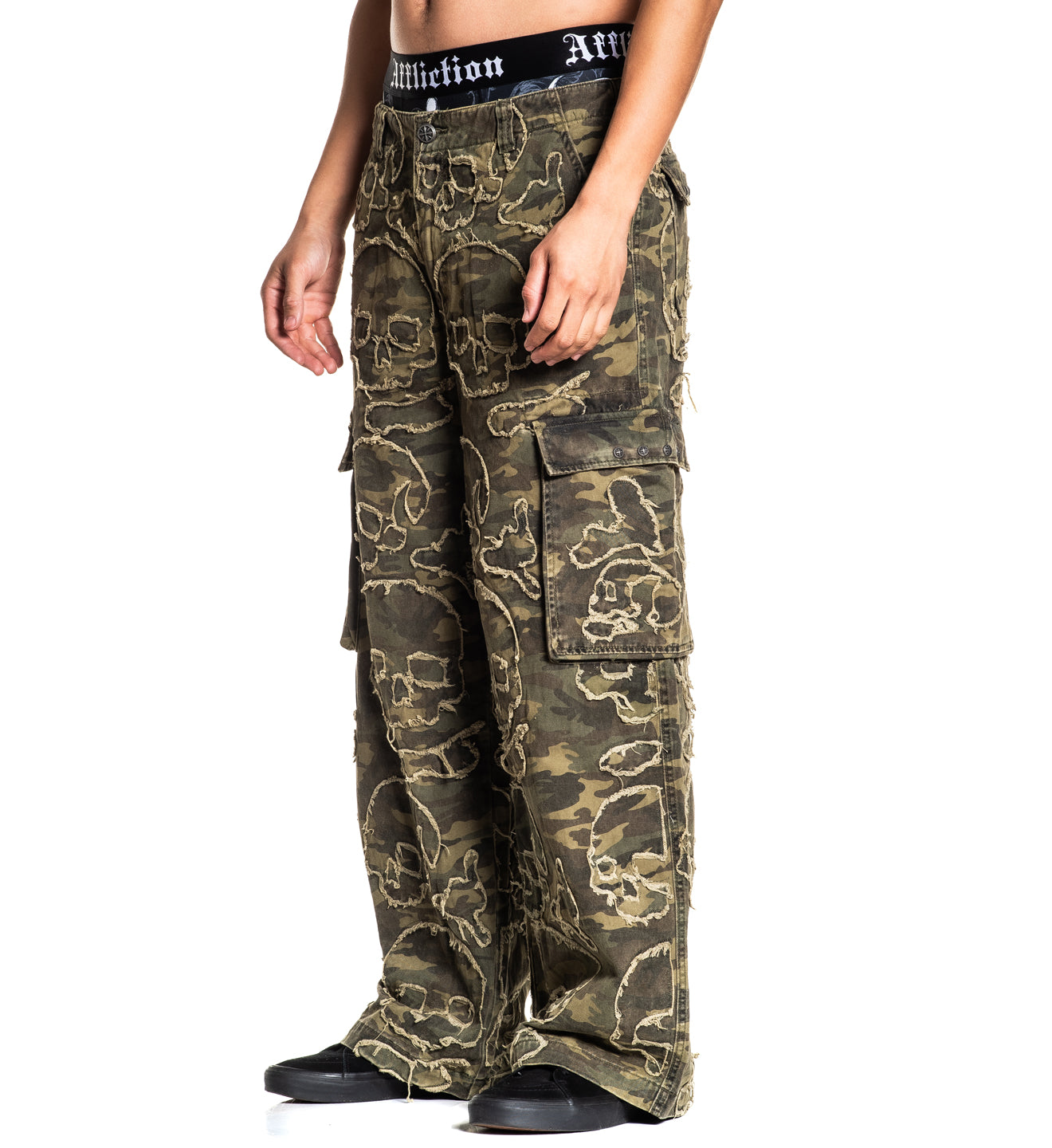Wide Leg Skull Camo Denim
